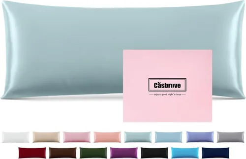 Vista 41 de Funda de almohada de seda para cabello y piel, de seda de morera, suave, transpirable, lisa de ambos lados, de seda natural, con cremallera, 1 Azul