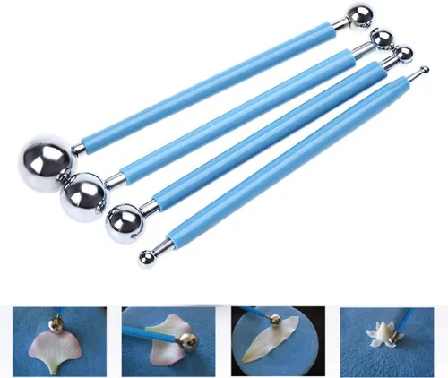 Vista 2 de 4pcs Fondant Cake Pan Flor Decoración Arcilla Flor Azúcar Artesanía Bola Modelo Herramienta DIY