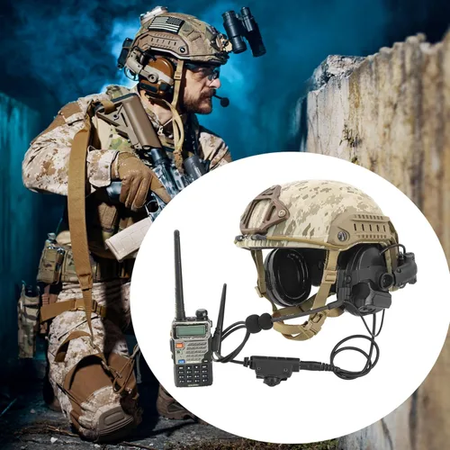 Vista 2 de HEARFALCOM Auriculares tácticos COMAT III Casco táctico Adaptador de riel ARC versión no militar Enfriamiento de ruido Auriculares de disparo con V2