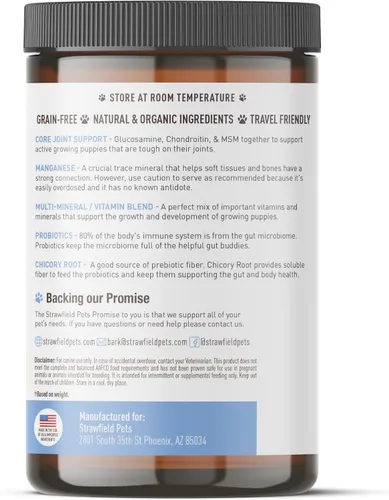 Vista 9 de Strawfield Pets Multivitamínico para cachorros + probióticos para perros, vitaminas para cachorros con suplemento de apoyo articular para perros