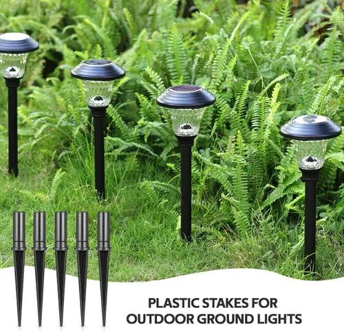 Vista 7 de Uonlytech Estaca de lámpara de jardín, 10 piezas, estacas de repuesto de luz solar, estacas de plástico para luces solares al aire libre, duraderas