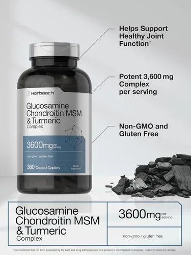 Vista 3 de Horbäach Glucosamina condroitina MSM 3600 mg 360 comprimidos Fórmula avanzada con cúrcuma Sin OMG, sin gluten