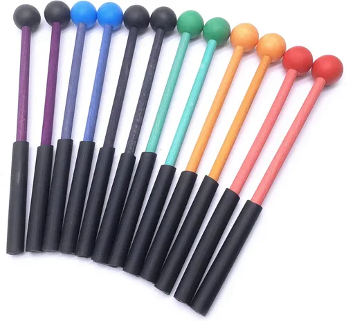 Vista 3 de 1 par de palitos de xilófono de goma de 9 pulgadas, mazos de percusión para Glockenspiel, xilófono, timbre, madera y campanas (negro)