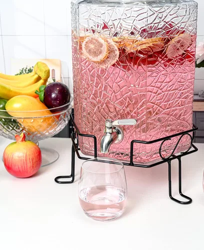 Vista 3 de Redfern 2.5 Gallon Glass Beverage Dispenser Stainless Spigot and Stand