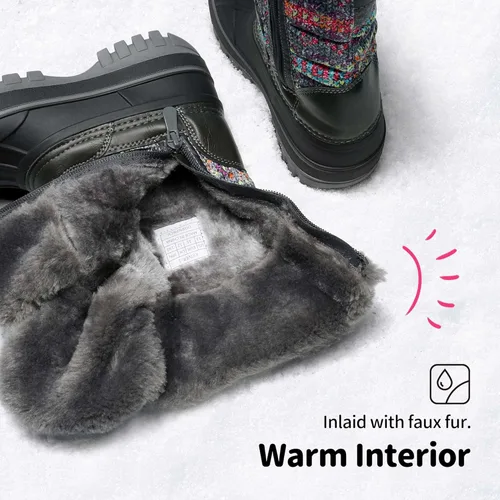 Vista 4 de DREAM PAIRS - Botas de nieve para el invierno, impermeables y con aislamiento para niños