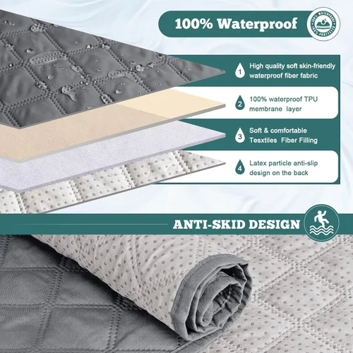 Vista 4 de Ruaozz Funda para silla reclinable 100% impermeable, antideslizante, de gran tamaño, para silla reclinable grande, lavable, con correas elásticas