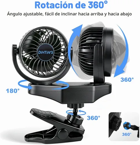 Vista 4 de Ventiladores del coche del clip 6000mAh, ventiladores dobles ajustables