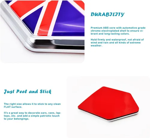 Vista 3 de Overdecor Calcomanías de bandera británica del Reino Unido del Reino Unido, emblema de coche, accesorios de coche Union Jack, decoraciones