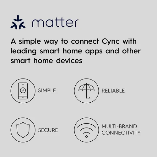 Vista 2 de Bombilla LED Cync GE A19 de conexión directa, luz inteligente que cambia de color, compatible con Matter, compatible con Alexa y Google Home