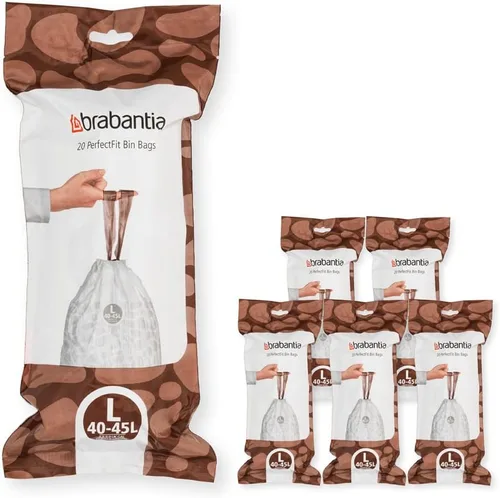 Vista 30 de Bolsas de basura Brabantia PerfectFit (Tamaño W/1.3 Gal) Forros de basura de plástico grueso con asas de cordón (200 bolsas)