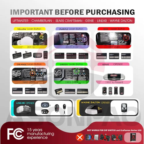 Vista 2 de LiftMaster 374UT - Control remoto universal para puerta de garaje, paquete de 2