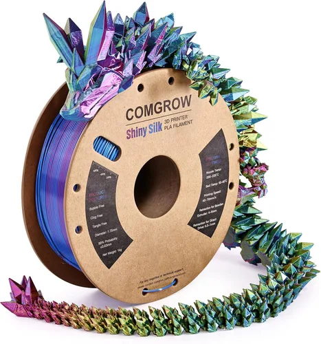 Vista 21 de Comgrow - Filamento para impresora 3D de seda PLA, color dual 2 en 1 negro y verde, filamento PLA para impresión 3D de 1.75mm, precisión dimensional