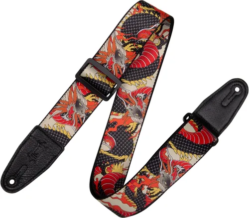 Vista 24 de Levy's Leathers - Correa para guitarra de poliéster de 2 pulgadas de ancho con extremos de cuero genuino; motivo de peces koi (MPD2-016)
