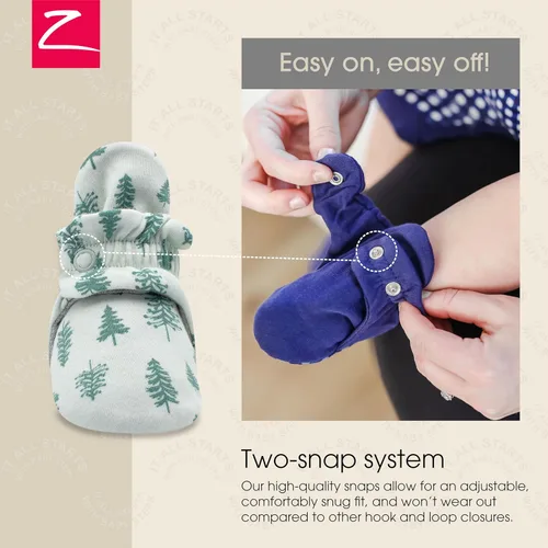 Vista 3 de Zutano - Botines de algodón orgánico para bebés, de suela antideslizante suave, calzado suave fácil de poner