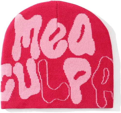 Vista 2 de Elnuqok Gorro de punto para mujer, gorro de invierno inalámbrico con diseño de calavera