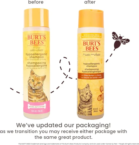 Vista 2 de Burt's Bees for Pets Champú Hipoalergénico para Gatos con Manteca de Karité y Miel - Un Champú Suave para Gatitos para Gatos de Interior con Piel