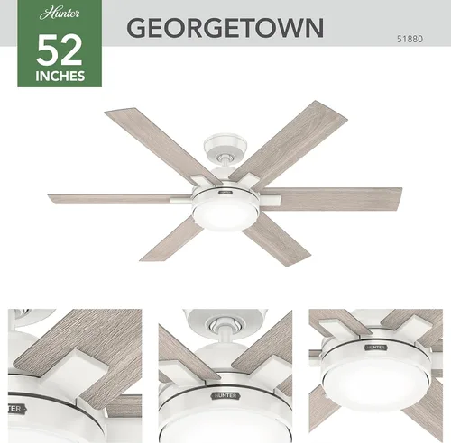 Vista 8 de Hunter Fan Company 51880 Georgetown Ventilador de techo, blanco fresco, 52