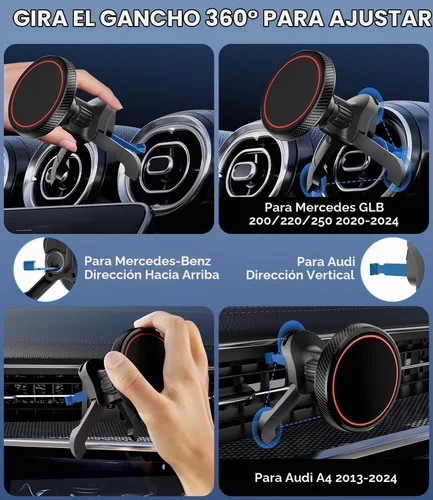 Vista 6 de Magsafe - Soporte de teléfono de coche para Mercedes Benz A/B/C/V/G/Class y Audi A1/A3/A3, soporte magnético para teléfono compatible con iPhone 17
