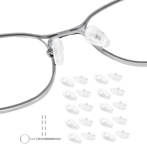 Vista 8 de 10 pares de almohadillas de nariz roscadas en forma de lágrima, almohadillas de silicona antideslizantes para la nariz para lentes, transparentes