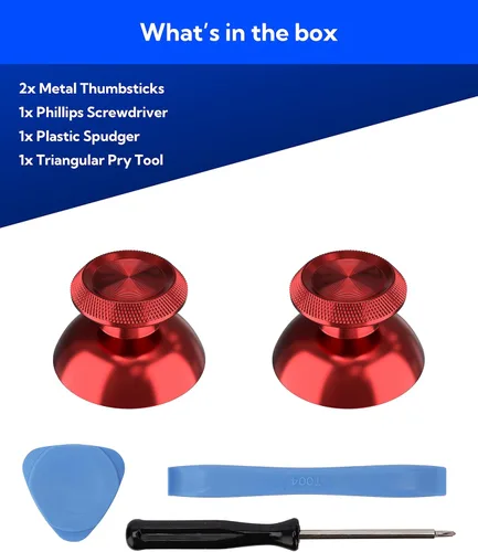 Vista 7 de Metal Thumbsticks for PS5 Controller, Aluminum Joystick Replacement Kit for Dualsense Controller Accessories (Red)