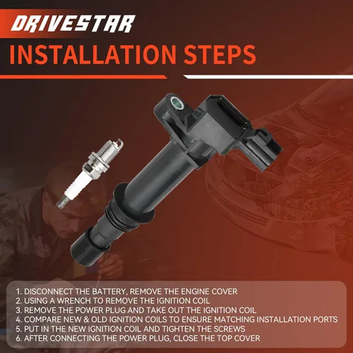 Vista 4 de DRIVESTAR 8 bobinas de encendido UF270 y 8 bujías de iridio compatibles con Dodge Dakota/Durango/Ram 1500 2000-2007, Jeep Commander/Grand Cherokee