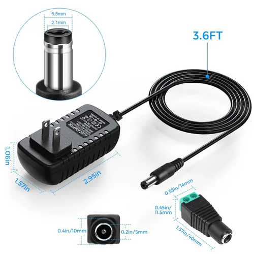 Vista 2 de LightingWill Fuente de alimentación de 12V, adaptador de alimentación de 12W, fuente de alimentación de 110V CA a 12V 1A CC, transformador
