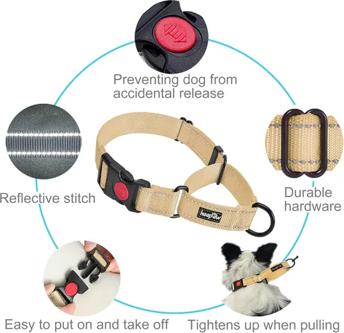 Vista 2 de haapaw Paquete de 2 collares de perro Martingale con hebilla de liberación rápida reflectantes, collares de entrenamiento para perros pequeños