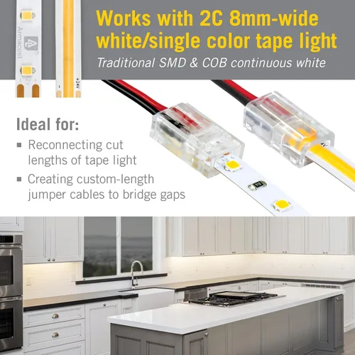 Vista 2 de Armacost Lighting 566021 Conector de cable a cinta LED blanco/de un solo color, paquete de 18