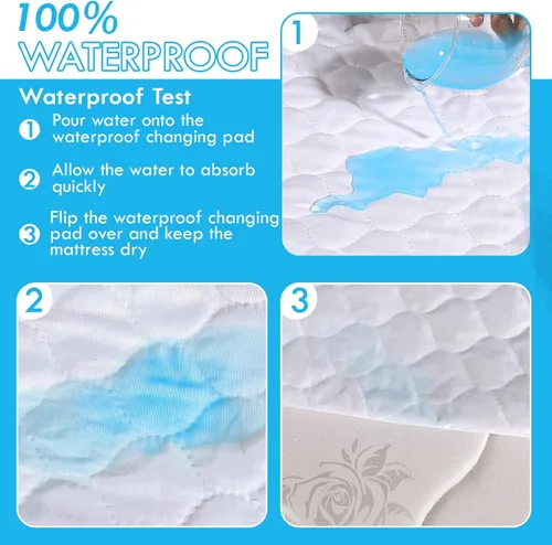 Vista 3 de Almohadillas para Cama Tamaño King (Paquete de 2) - 34"x76" Protector de Colchón Impermeable Lavable, Almohadillas de Incontinencia Reutilizables