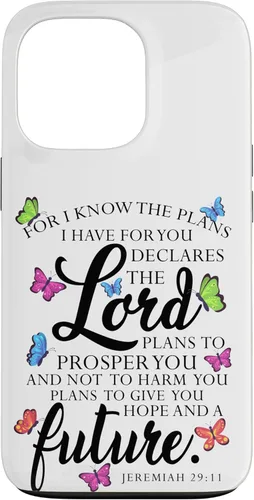 Vista 9 de iPhone 16 Christian Faith Jeremiah 29 11 Inspiring Butterfly Art Women Case