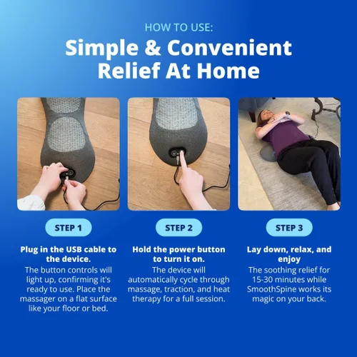 Vista 6 de SmoothSpine Triple Fusion Masajeador de Espalda - El Masajeador de Espalda Smooth Spine Oficial con Calor - Diseño 3 en 1 para Apoyar la Comodidad