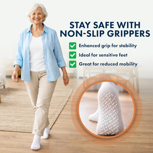 Vista 2 de Debra Weitzner 6Pk Non-Binding Loose Fit Sock - Non-Slip Diabetic Socks for Men and Women - Crew, Ankle