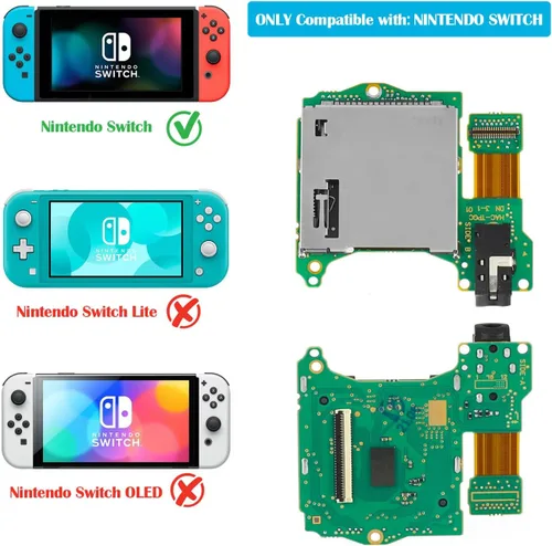 Vista 2 de Compatible con Nintendo Switch, ranura de repuesto para lector de cartuchos de tarjeta de juego con auriculares Jack Plug Pieza de reparación
