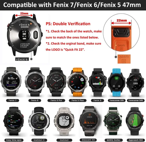 Vista 6 de Correa de nailon premium de 0.866 in para Garmin Forerunner 945, Fenix 5, 6, 7 Smartwatch - Alpine Loop