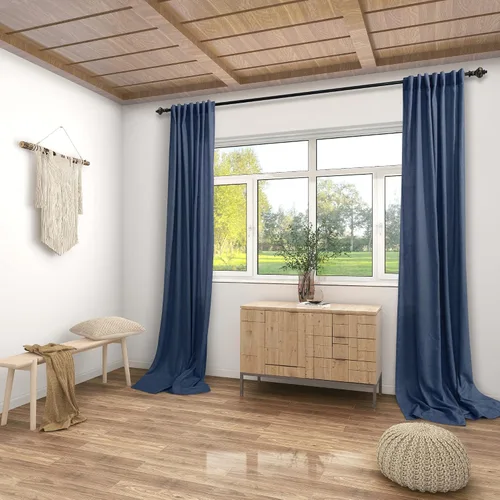 Vista 3 de Cortinas rústicas color beige tostado de 42 x 84 pulgadas de largo para sala de estar, juego de 2 paneles transparentes de lino natural, imitación