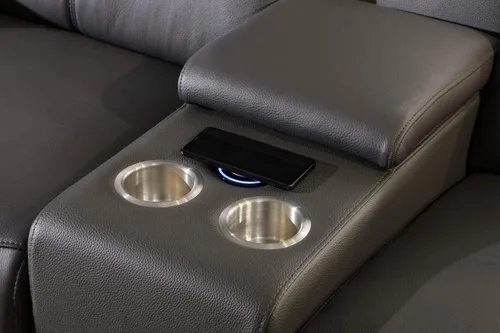 Vista 562 de BlackJack Furniture Venice - Sofá modular de cuero italiano de grano superior de 5 piezas con 3 reclinables eléctricos, reposacabezas ajustable