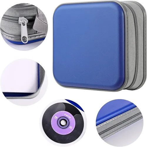 Vista 3 de Funda de CD/DVD de capacidad para 48 unidades, soporte portátil para CD, azul