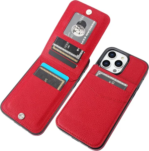 Vista 17 de KIHUWEY Compatible con iPhone 14 Pro Max Funda Cartera Plegable con Soporte para Tarjeta de Crédito, Cierre Magnético de Cuero Premium, Función