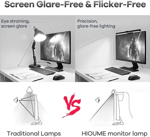 Vista 2 de Barra de luz para monitor, luz LED para computadora de escritorio, oficina, hogar, 3 temperaturas de color ajustables, 10 niveles de brillo