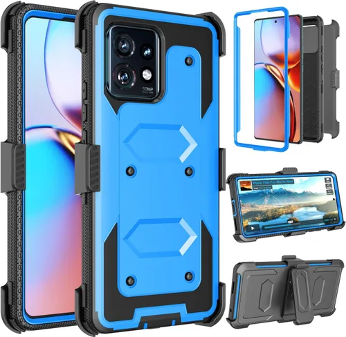 Vista 8 de Takfox Funda para Moto Edge Plus 2023, para Motorola Edge+ (2023) 5G UW, funda con clip para cinturón de cuerpo completo, protección de grado Negro