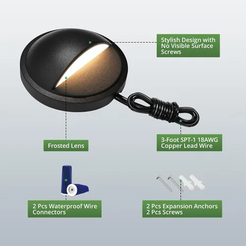 Vista 5 de GKOLED Luces de Poste de Cubierta de Bajo Voltaje, Accesorio de Iluminación LED para Paisajismo de Escalones de Escalera y Cerca, Luz de Aluminio
