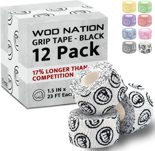 Vista 13 de WOD Nation Flexible Hook-Grip Athletic Tape – Easy-Tear, Sweat-Proof Thumb & Finger Strips for Weightlifting
