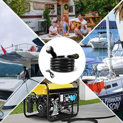 Vista 3 de Cable de extensión de generador de 50 amperios, cable de alimentación resistente de 13 pies 14-50P a SS2-50R para RV, interruptor de transferencia