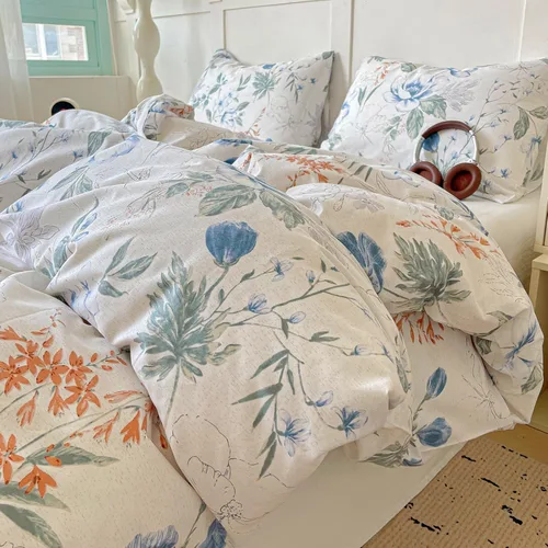 Vista 62 de EAVD - Juego de funda nórdica con motivos florales botánicos, tamaño King, 100 % algodón, suave y reversible, 2 fundas de almohada, funda de edredón