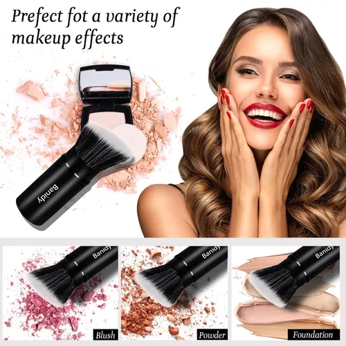Vista 3 de Brocha de maquillaje, Brocha Kabuki retráctil Banidy para base, Brocha para polvo, colorete, bronceador, pulido, líquido, crema