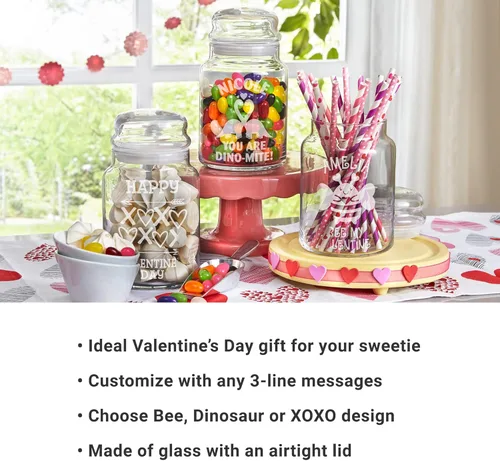 Vista 2 de Let's Make Memories Tarro de caramelo de cristal dulce personalizado - Amor - Para ella - Para él - Abeja