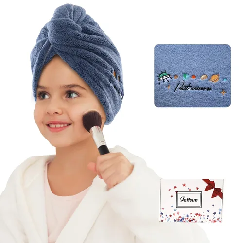 Vista 15 de Rellenos de calcetines para niñas, toalla de secado de pelo de microfibra con envoltura, toalla de pelo extra gruesa de 2 capas súper absorbente