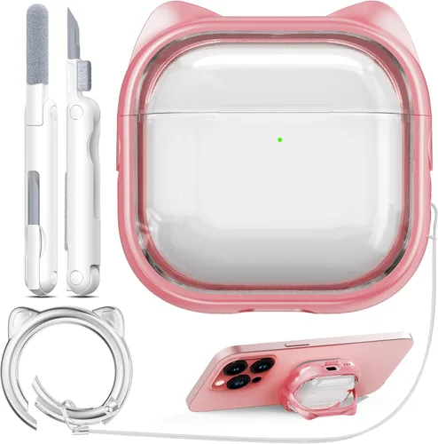 Vista 70 de RFUNGUANGO AirPods Pro - Funda transparente de TPU suave con kit de limpieza y llavero, compatible con Magsafe, funda protectora compatible