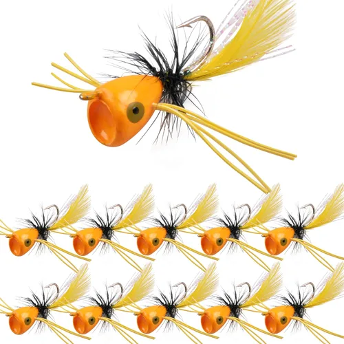 Vista 10 de Kit de señuelos para pesca con mosca, moscas para pesca con mosca seca, moscas de pesca con mosca superior, panfish Bluegill Popper Bait Bug