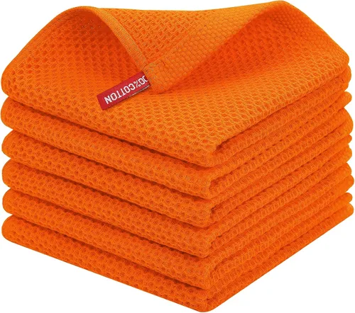 Vista 228 de Homaxy Paños de cocina de 100% algodón con tejido de gofre, ultra suaves, absorbentes, de secado rápido, 12 x 12 pulgadas, paquete de 6, amarillo